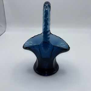 Vintage Rosso navy glass basket with handle